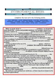 English Worksheet: environmental issues