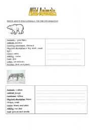 English worksheet: Wild animals