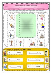 English Worksheet: Present Continuous part 1 of 2