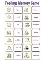 English Worksheet: memory game - Feelings