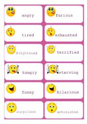 English Worksheet: Base and strong adjectives memory - part 1
