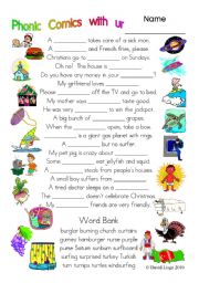 English Worksheet: 3 pages of Phonic Comics with ur: worksheet, comic dialogue and key (#29)