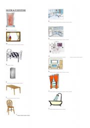 English Worksheet: house and furniture