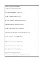 English Worksheet: Relative Clauses