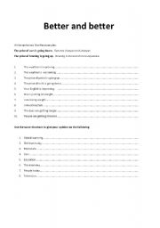 English worksheet: better and better