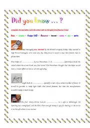 English Worksheet: Did you know...? (Past Passive Exercise)