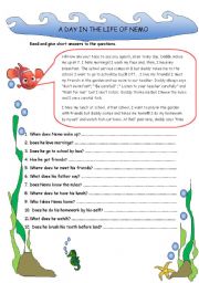 English Worksheet: A Day In the Life of Nemo