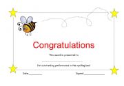 English Worksheet: Spelling bee certificate