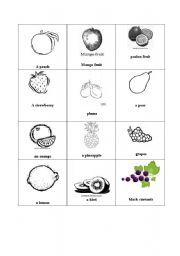 English worksheet: fruit bingo