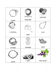 English Worksheet: fruit bingo