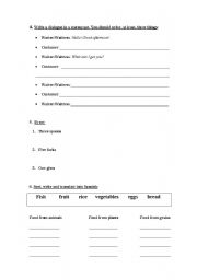 English Worksheet: Test about food