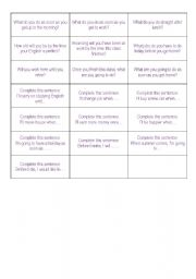 English Worksheet: Time Clause conversation cards