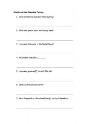 English Worksheet: Charlie and the Chocolate Factory 