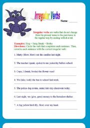 English worksheet: irregular vers