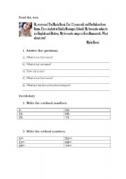 English worksheet: 5th grade test