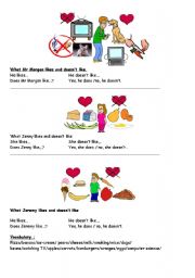 English worksheet: likes / dislikes