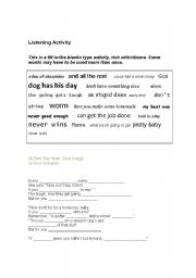 English Worksheet: Listening Bruce Springsteen Your Best Was Never Good Enough