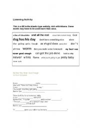 English worksheet: Listening Bruce Springsteen Your Best Was Never Good Enough