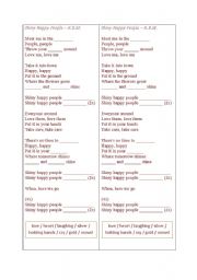 English worksheet: shiny happy peolple