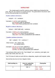 English worksheet: simple past