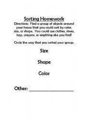 English worksheet: Sorting