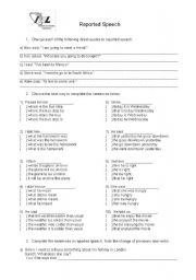 English Worksheet: Reported Speech