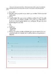 English Worksheet: Informal letter - Sentence order