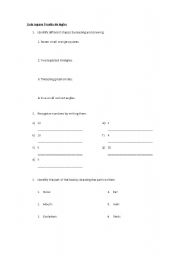 English Worksheet: Colors shapes and numbers - parts of the body and face.