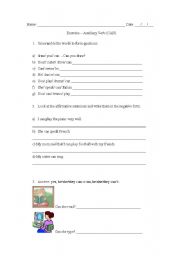 English worksheet: Auxiliary verb CAN - exercise
