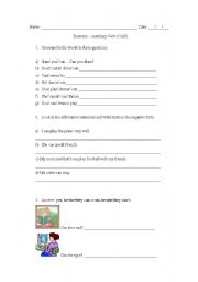 English Worksheet: Auxiliary verb CAN - exercise