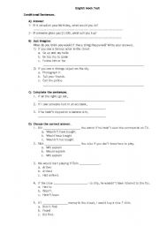 English worksheet: Conditional Sentences Test