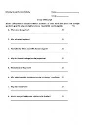 English worksheet: George of the Jungle Quiz Worksheet