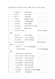 English Worksheet: wh-words complete the sentences