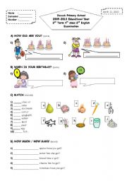 English Worksheet: 2nd term 4th grade 2nd exam paper