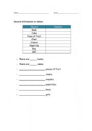 English worksheet: Using tables