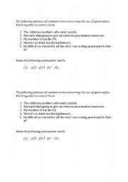 English worksheet: Apostrophes and punctuation