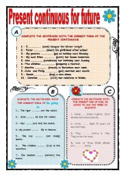 English Worksheet: PRESENT CONTINUOUS FOR FUTURE