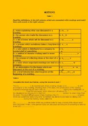 English Worksheet: AGENDA vocabulary