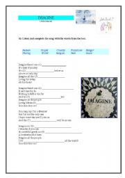 English Worksheet: IMAGINE By John Lennon