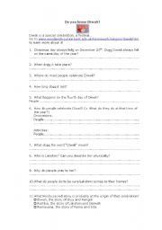 English worksheet: Webquest:  Diwali and Indian tales