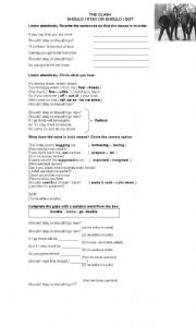 English Worksheet: SHOULD I STAY OR SHOULD I GO? THE CLASH