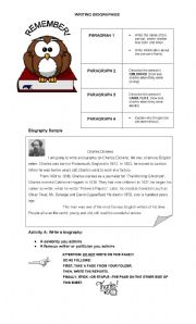 English Worksheet: WRITIN BIOGRAPHIES