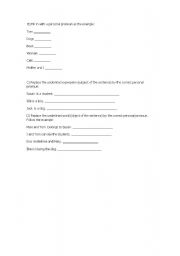 English worksheet: personal pronoun 