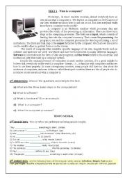 English Worksheet: Text - what is a computer