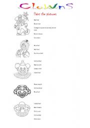 English Worksheet: clowns