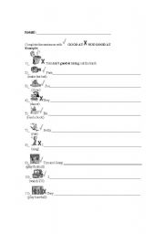 English worksheet: Dood at/not good at