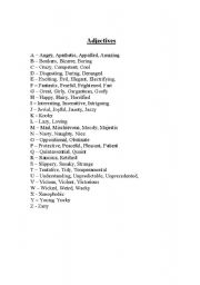 English Worksheet: a-z of animal adjectives