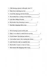 English Worksheet: Tag Questions