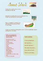 English Worksheet: Desert Island game