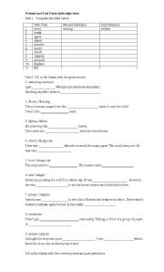 English worksheet: Present and Past participles